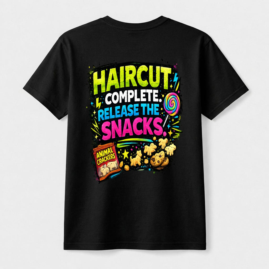 Haircut Complete: Release the Snacks! Kids T-Shirt